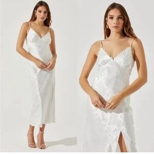 ASTR The Label Silk Scallop Midi Slip Dress